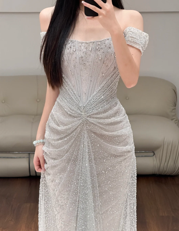 Robe de soirée longue sirène colorée à paillettes, tenue de remise de diplôme fg8362