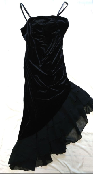 Black Velvet Tiered Cocktail Dress Prom Party Gowns Formal Dresses(Jacket not included)      fg7231