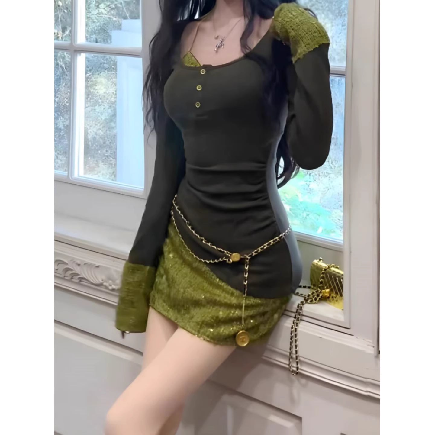 Robe de soirée longue sirène colorée à paillettes, tenue de remise de diplôme fg8362