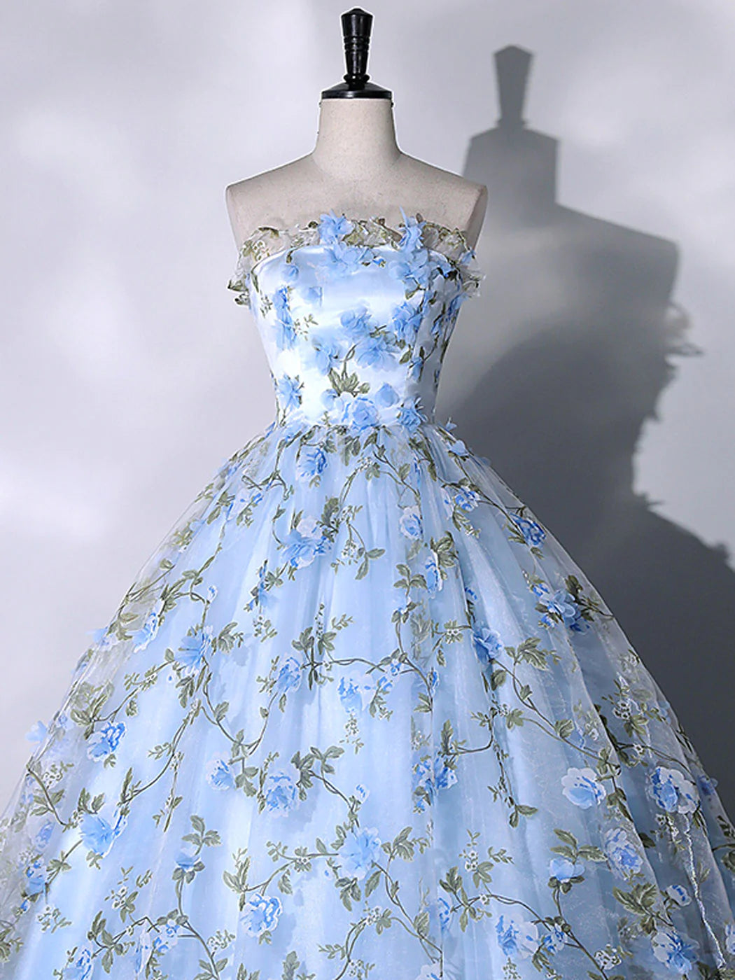 Blue Tulle Lace Long Prom Dresses, Ball Gown Blue Sweet 16 Dresses    fg3406