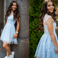 Delicate Lace Scoop Short A Line Homecoming Dresses    fg3568