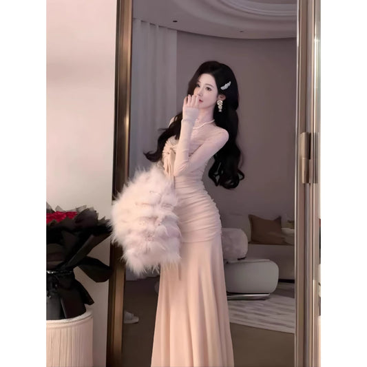 Buntes Meerjungfrau-Partykleid mit Pailletten und langen Abschlusskleidern fg8362