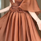 Brown One Shoulder  Deep V  Lace Evening Gown  fg8776