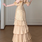 Spaghetti Strap Off Shoulder Ruffle Tiered Lace Evening Gown  fg8787