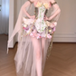 Romantic Floral Strapless Corset Tulle Fairy Mini Evening Gown fg8793