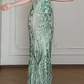 Sweetheart Neck Green Sequin Mesh Mermaid Evening Gown fg8799