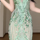 Sweetheart Neck Green Sequin Mesh Mermaid Evening Gown fg8799