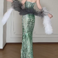 Sweetheart Neck Green Sequin Mesh Mermaid Evening Gown fg8799