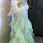 Strapless Cutout Sequin Leaf Tulle Mermaid Prom Dress fg8794