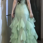 Strapless Cutout Sequin Leaf Tulle Mermaid Prom Dress fg8794