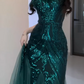 Strapless Feather Sequin Mermaid Evening Dress fg8810