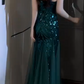 Strapless Feather Sequin Mermaid Evening Dress fg8810