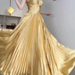 Sweetheart Spaghetti Strap Pleated Satin Evening Gown With Beading  fg8816