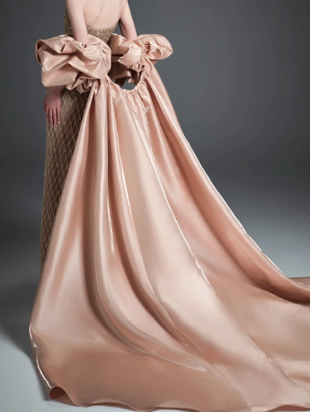 Strapless Sweetheart Beaded Mermaid Evening Gown With Detachable Satin Overskirt  fg8819