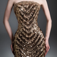 Strapless Chevron Sequin Mermaid Evening Gown fg8825