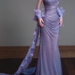 Strapless Draped Glitter Mermaid Evening Gown With 3D Floral Train fg8829