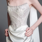 Strapless Beaded Draped Satin Mermaid Wedding Dress fg8830