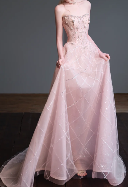 Strapless Rhinestone Tulle Ball Gown Evening Dress fg8834