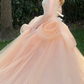 Strapless Beaded 3D Floral Tulle A Line Evening Gown fg8842