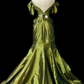 Sweetheart Portrait Green Satin Mermaid Evening Dress fg8846