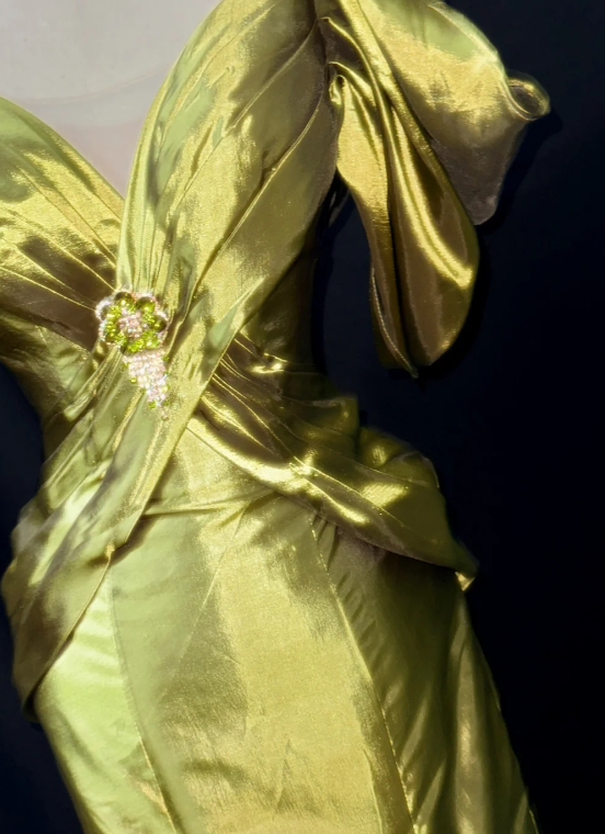 Sweetheart Portrait Green Satin Mermaid Evening Dress fg8846