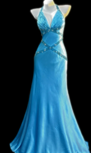 Halter V-Neck Beaded Mermaid Satin Prom Dress fg8850