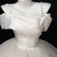 Off Shoulder Asymmetrical Tulle Short Wedding Dress fg8851