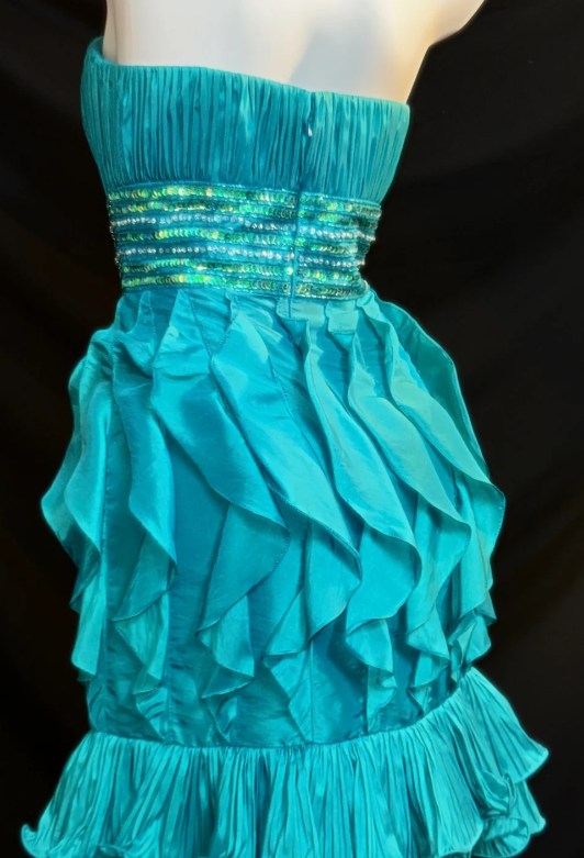 Strapless Beaded Waist Ruffled Chiffon Short Homecoming Dress fg8860