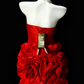 Strapless 3D Floral Ruffle Satin Mini Homecoming Dress, Red Short Party Gown fg8867