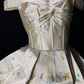 Off Shoulder Bow Printed Satin Puffy Short Homecoming Dress fg8871