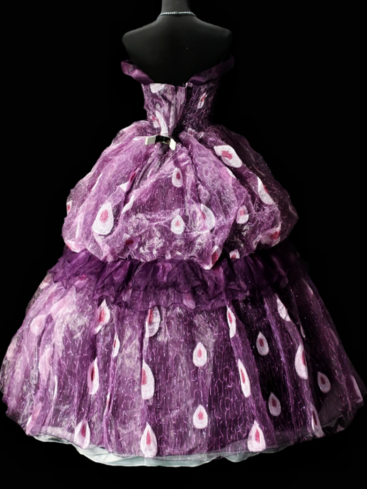 Sweetheart Beaded Peacock Printed Tiered Tulle Ball Gown fg8873