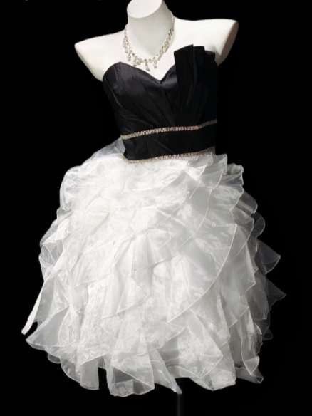 Strapless Rhinestone Waist Two Tone Ruffled Tulle Short Homecoming Dress fg8877