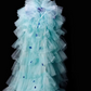 Strapless 3D Floral Pearl Layered Tulle Long Evening Dress fg8883