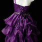 One Shoulder Floral Rhinestone Ruffled Organza Short Homecoming Dress fg8886