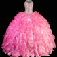 Halter Beaded Ruffled Organza Quinceanera Ball Gown fg8898