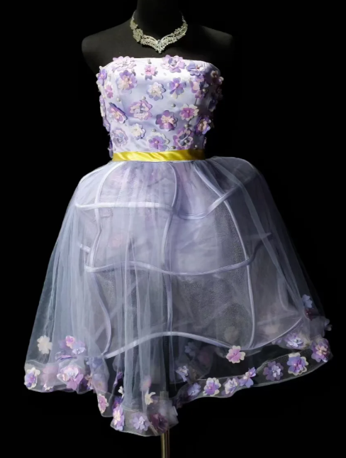 Strapless 3D Floral Tulle Short Party Dress  fg8899