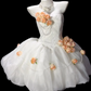 Strapless 3D Rose Pearl Lace Tulle Short Wedding Dress  fg8900