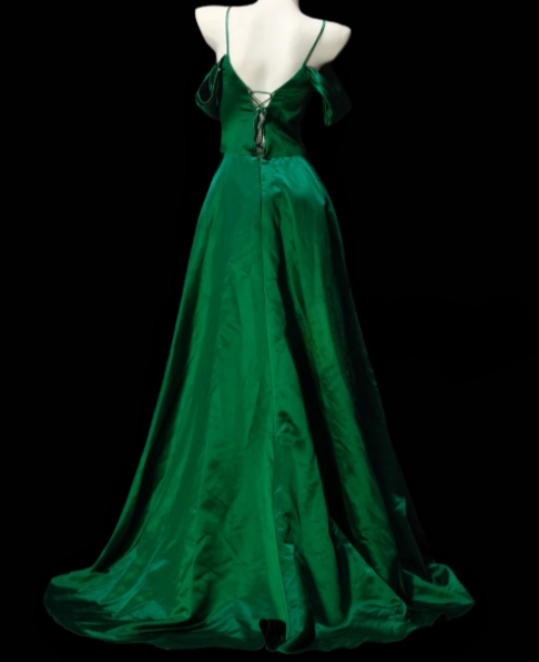 Spaghetti Strap 3D Floral Satin Evening Gown  fg8908