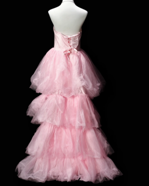 Strapless Tiered Tulle High Low Evening Gown  fg8909