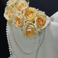 Strapless 3D Rose Pearl Satin Short Puffy Formal Dress  fg8905