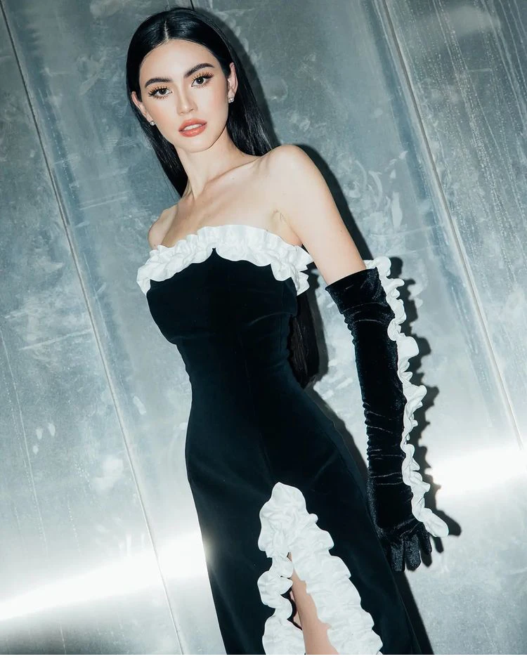 Vintage Sheath Strapless Sleeveless Black Slit Prom Dresses With Gloves      fg5354