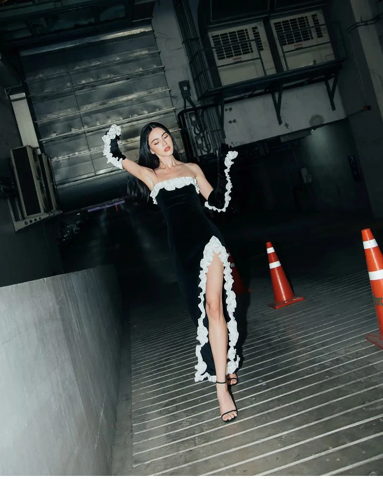 Vintage Sheath Strapless Sleeveless Black Slit Prom Dresses With Gloves      fg5354