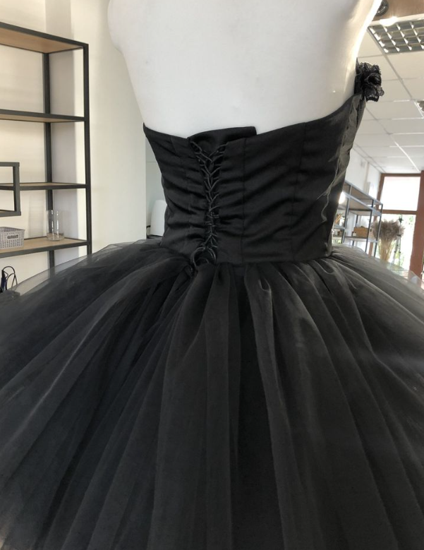 Sweetheart Black Corset Tulle Short Dress Homecoming dress      fg3897