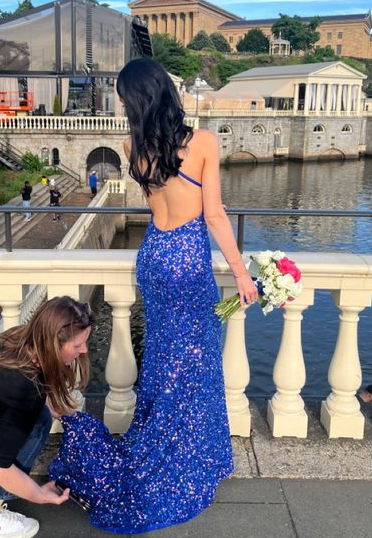 Royal Blue Sequin Mermaid Prom Dresses Evening Party Formal Gowns      fg3776