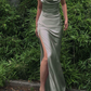 Sexy Spaghetti Straps Sleeveless Mermaid Sage Green Long Prom Dresses    fg4946