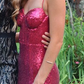 Hot Pink Sequin Prom Dresses, Long Evening Party Dress With Slit       fg4246