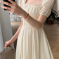 Elegant Dress for Women Short Sleeve Party Fashion Dresses Midi Square Collar Prom Dresses       fg4238