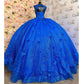 Royal Blue Quinceanera Dresses with 3D Floral Applique Off Shoulder Lace-up Corset Back prom Sweet 16 Dress        fg4292