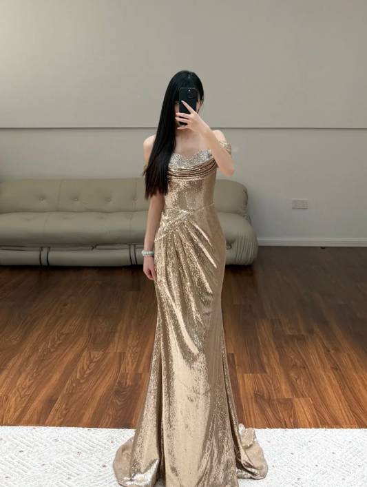 Buntes Meerjungfrau-Partykleid mit Pailletten und langen Abschlusskleidern fg8362