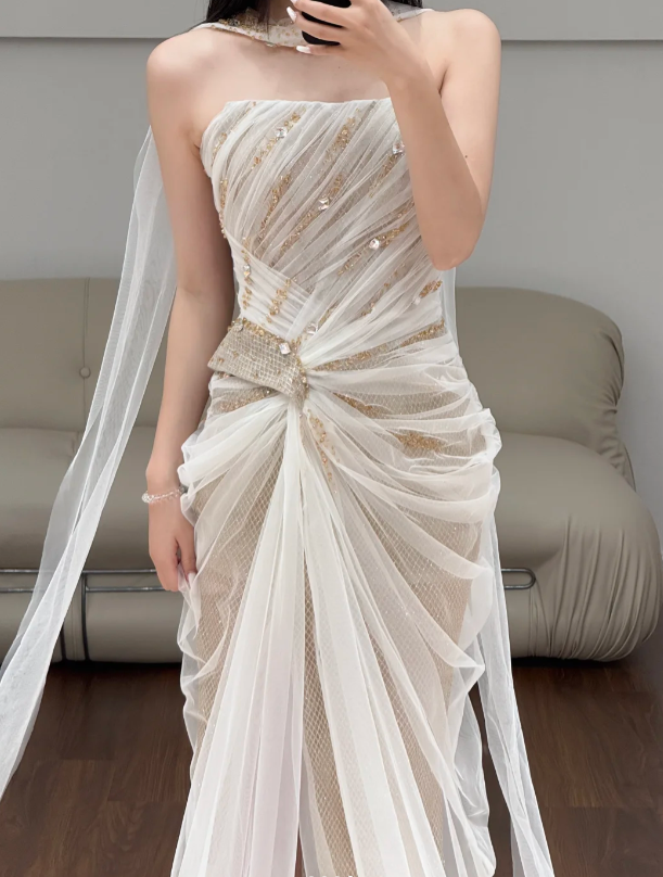 Buntes Meerjungfrau-Partykleid mit Pailletten und langen Abschlusskleidern fg8362